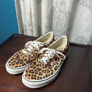 VANS Leopard Print Canvas Lace Up women’a Sneakers US 8.5 Brown Black White